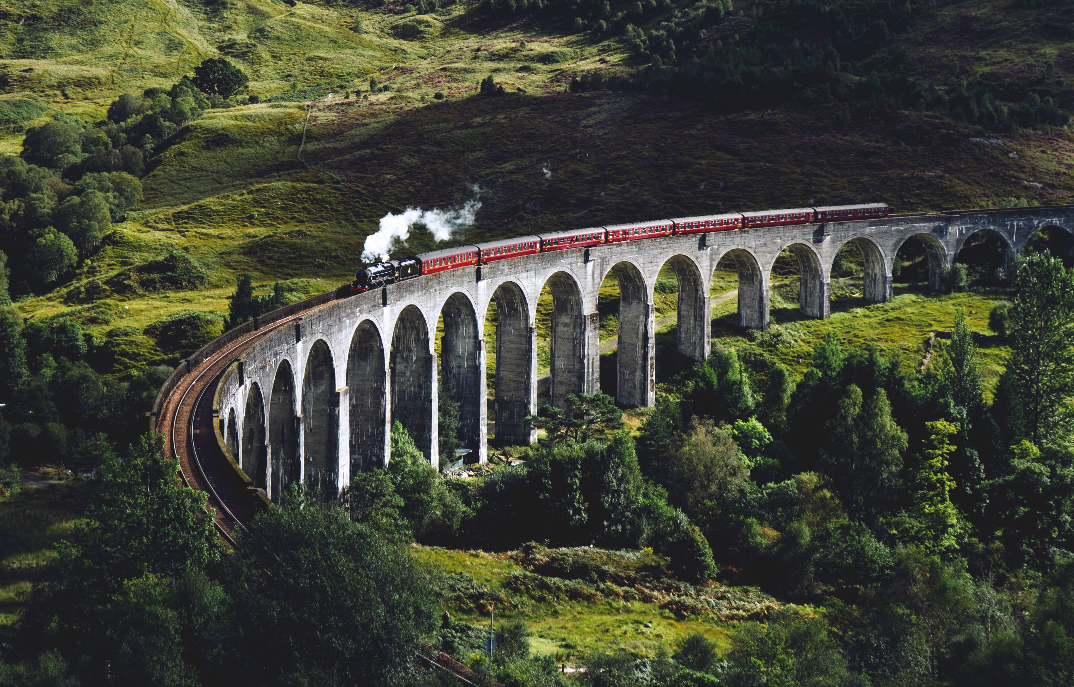 nature, Landscape, Bridge, Train Wallpaper