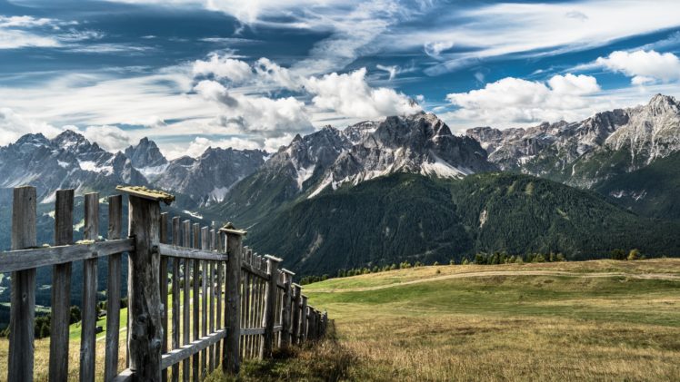 fence, Sky, Nature, Landscape, Mountains, Clouds HD Wallpaper Desktop Background