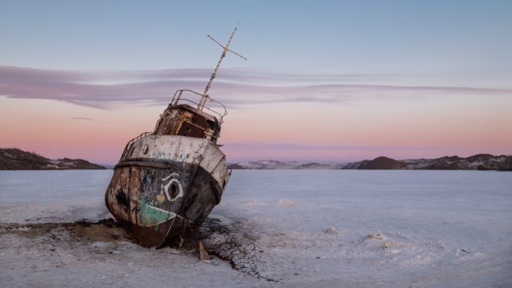 boat, Ice, Wreck, Landscape, Vehicle HD Wallpaper Desktop Background