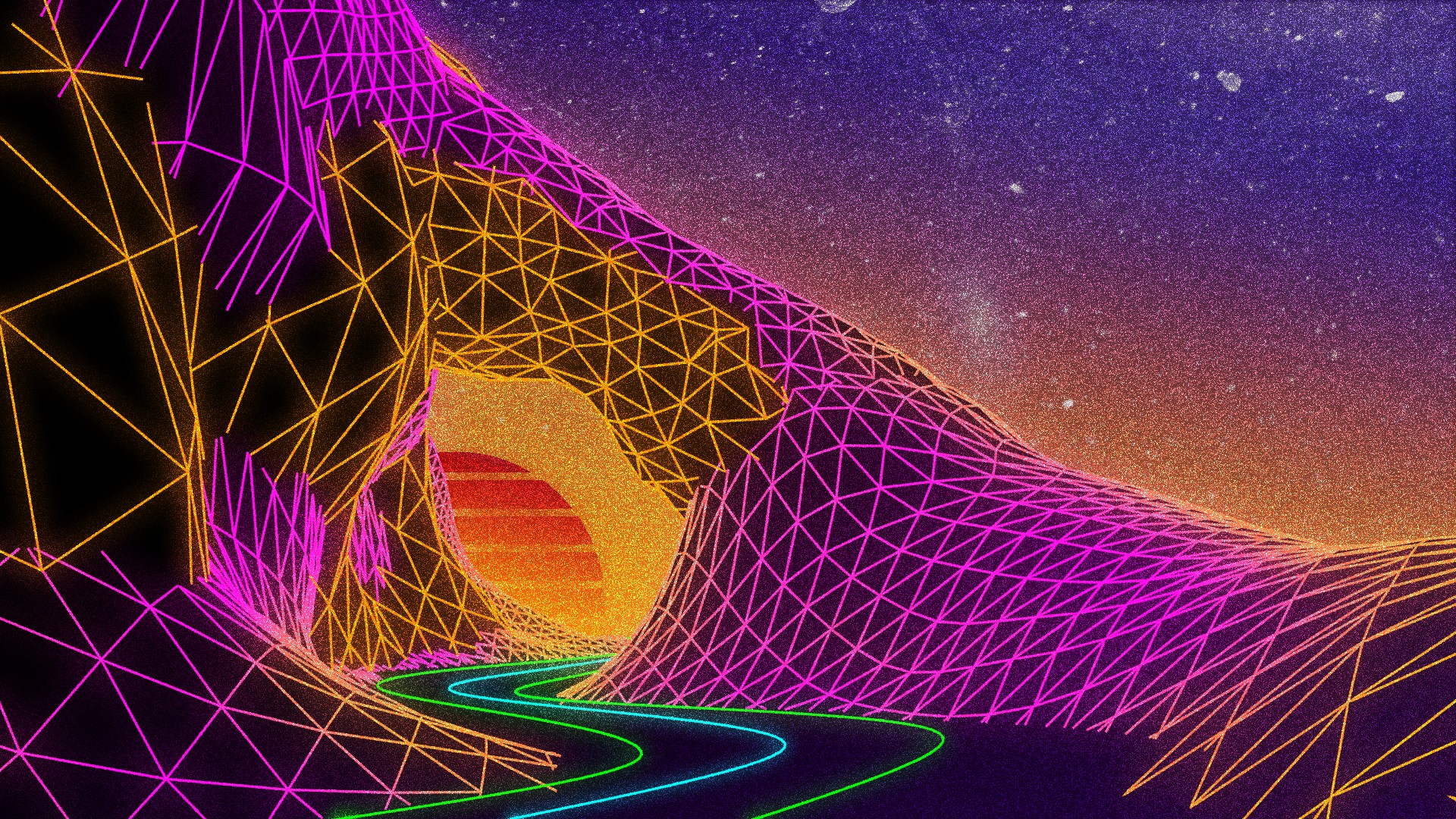 New Retro Wave, Sun, Wireframe, Road Wallpapers HD / Desktop and Mobile