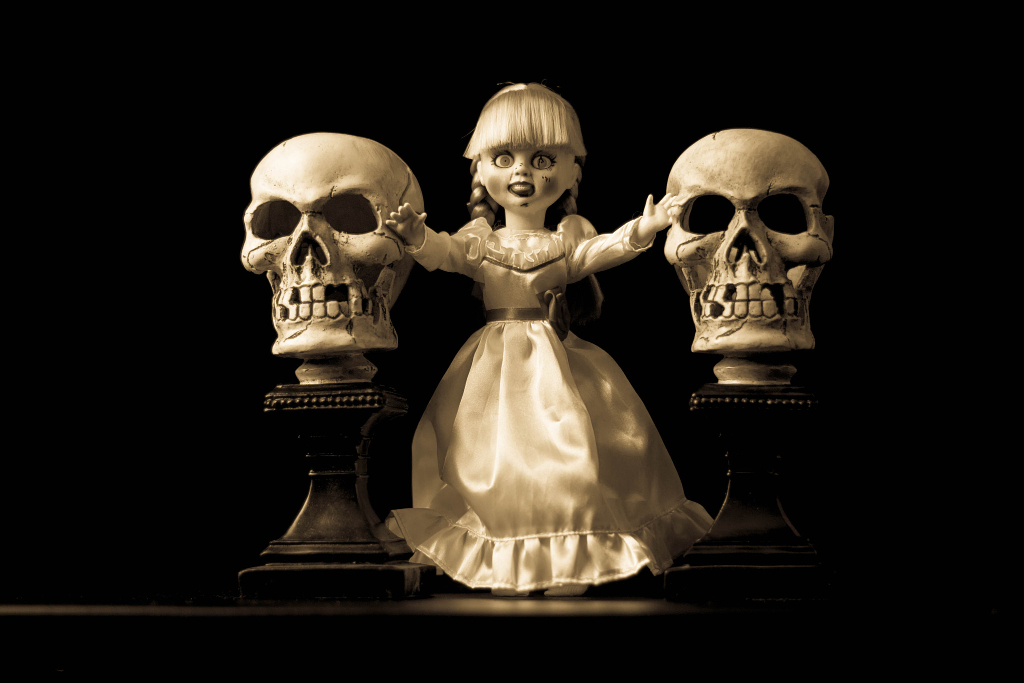 Annabelle With Skulls Antique Wallpaper