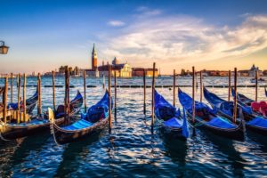 Venice, Gondolas, Sunset