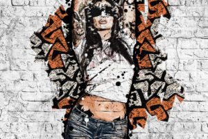 women, Graffiti, Wall, Pixel art, Tattoo