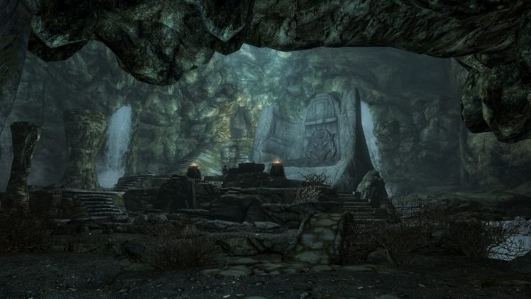 The Elder Scrolls V: Skyrim, Cave, Runes HD Wallpaper Desktop Background