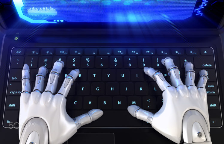 Robot’s Hands Typing On Keyboard HD Wallpaper Desktop Background