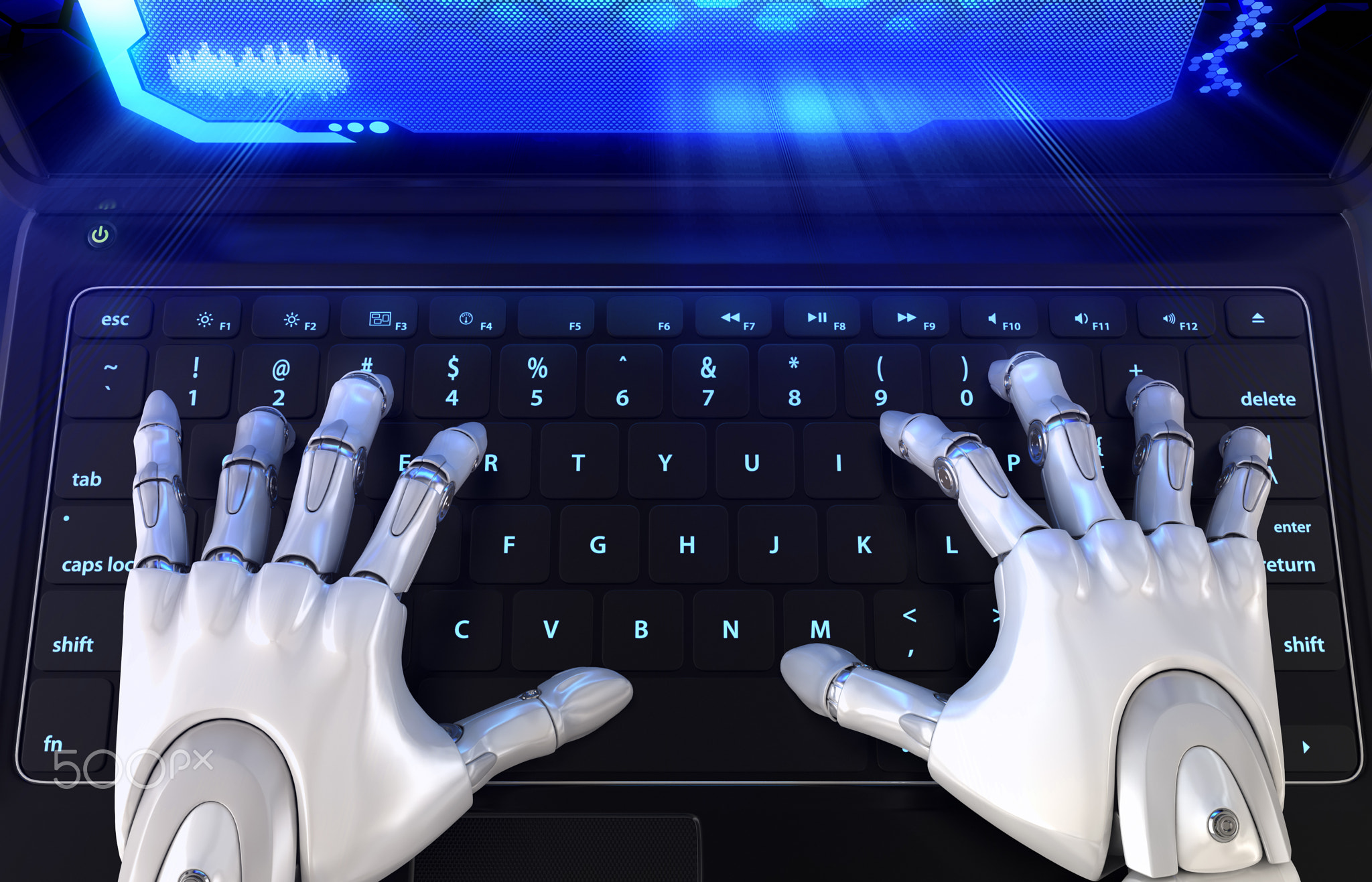 Robot's Hands Typing On Keyboard Wallpaper
