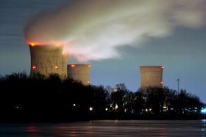 nuclear power plant, Smoke, Power plant, Cooling towers, Environment, Trees, Long exposure, Lights, Water, Evening