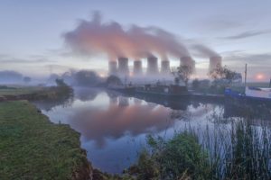 nuclear power plant, Smoke, Power plant, Cooling towers, Environment, Trees, Long exposure, Water, Boat, Reflection, Grass, River, Mist