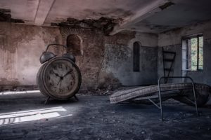clocks, Old, Abandoned, Ruin