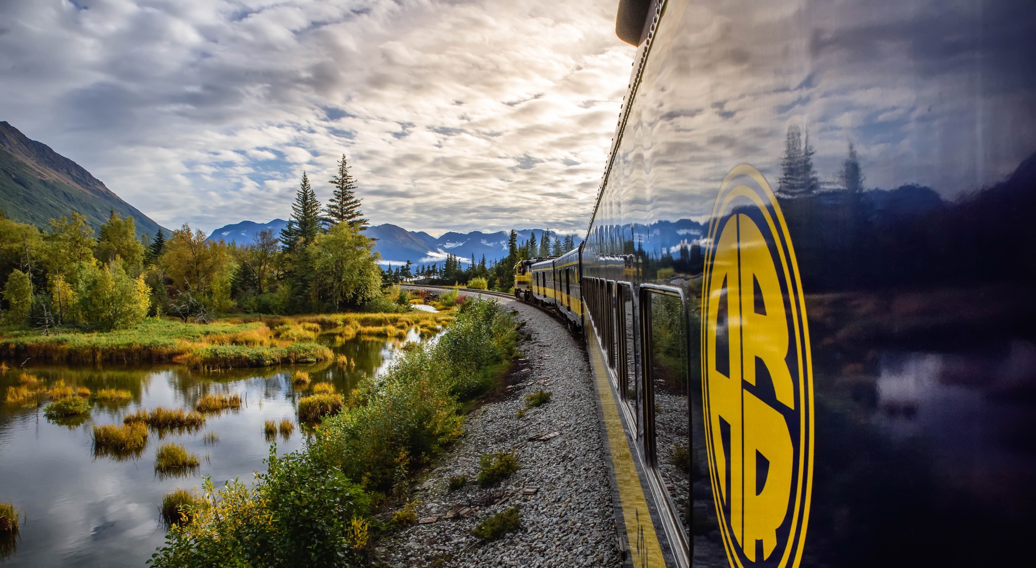 Alaska, Train, Vehicle, Sky, Landscape, Clouds Wallpaper