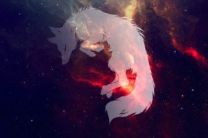 wolf, Space, Galaxy, Sleeping