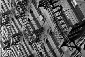 architecture, Monochrome, Photography, Building, Portrait display, Window, New York City, USA, Stairs, Bricks, Door