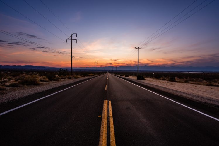 road, Sunset, Desert, Clouds HD Wallpaper Desktop Background