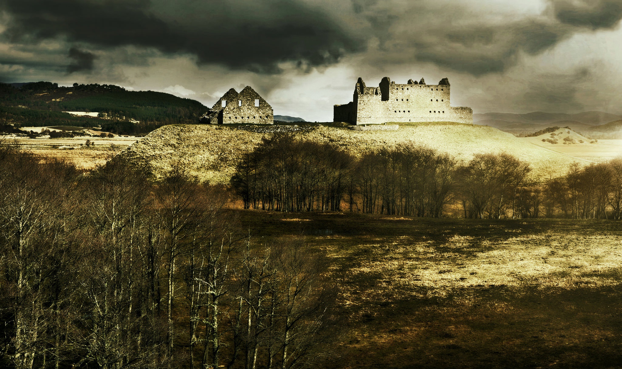 dark, Ruin, Castle, Sky, Landscape, Scotland Wallpapers HD / Desktop