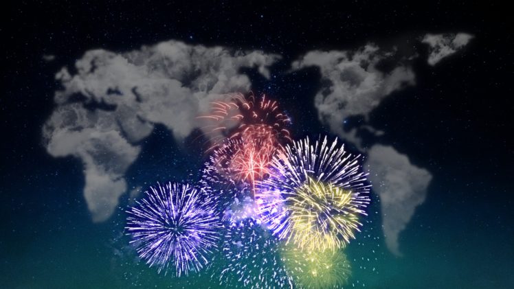 fireworks, World map HD Wallpaper Desktop Background