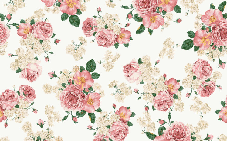 pattern, Pink flowers HD Wallpaper Desktop Background