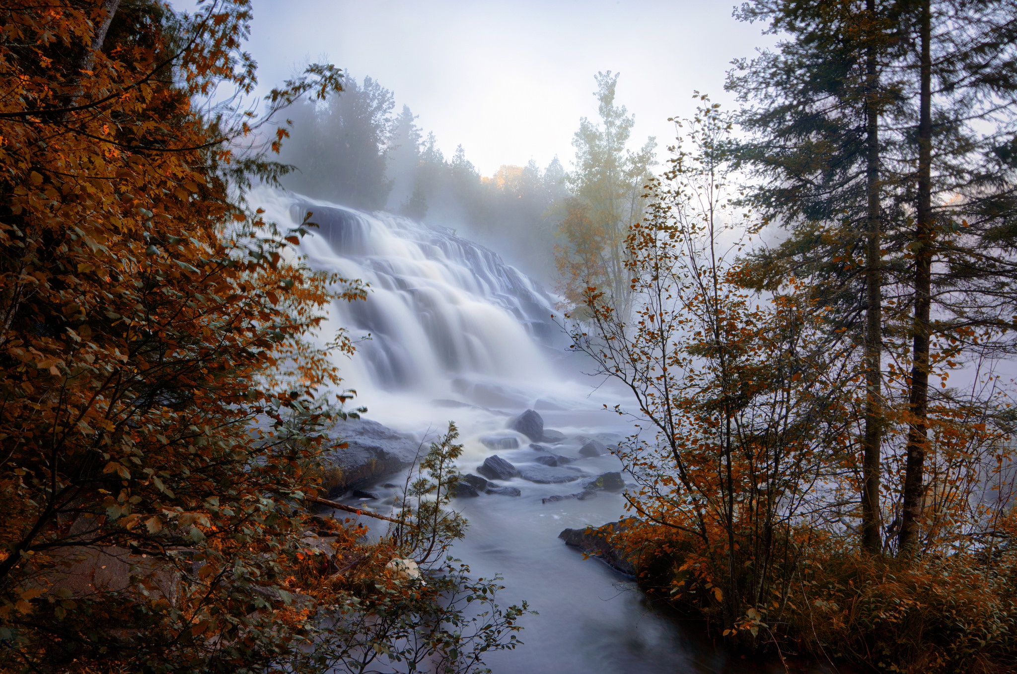 nature, Fall, Water, Waterfall, Trees Wallpaper