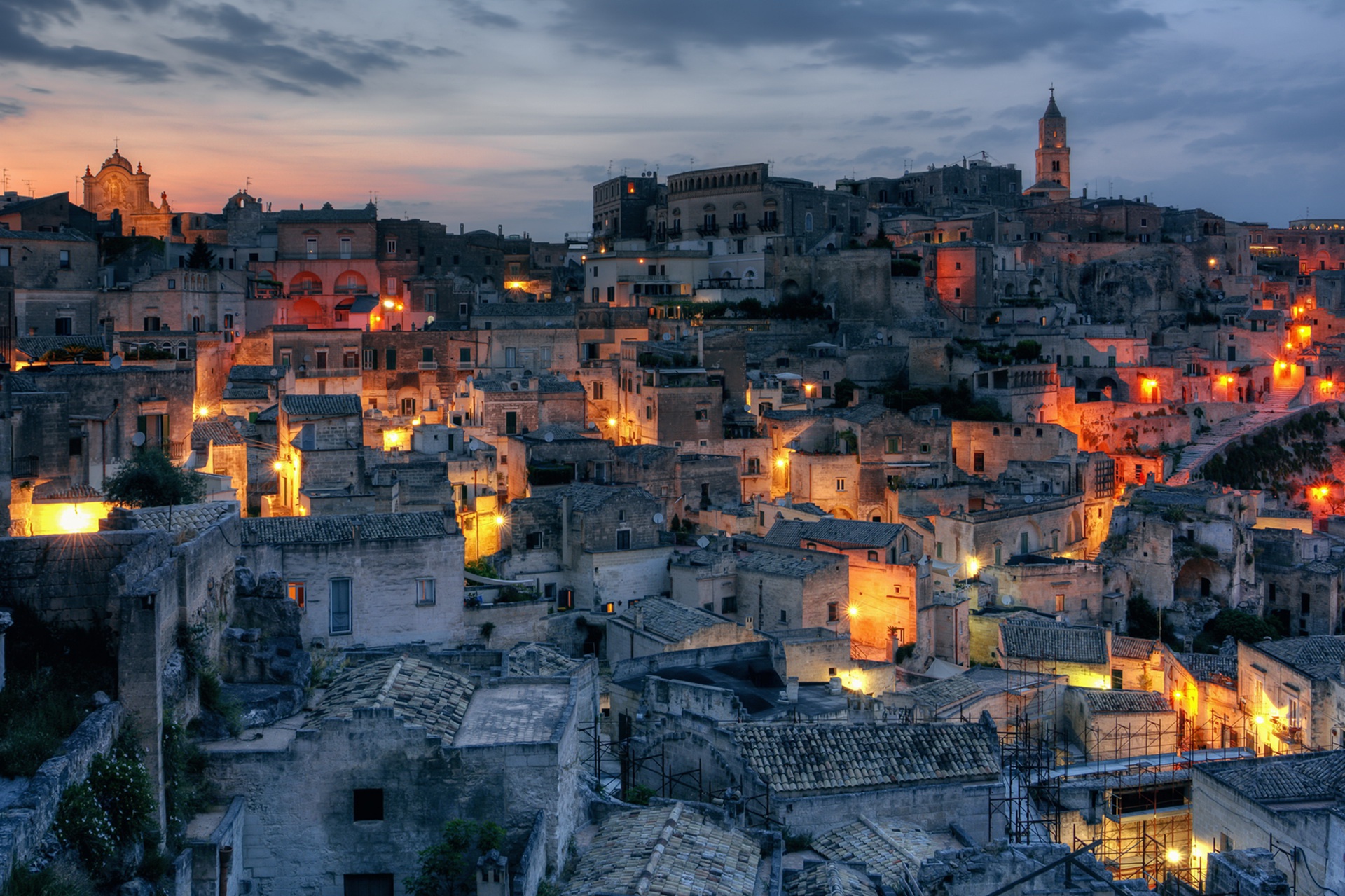 night, Dark, Cityscape, Lights, Italy, Matera Wallpapers HD / Desktop