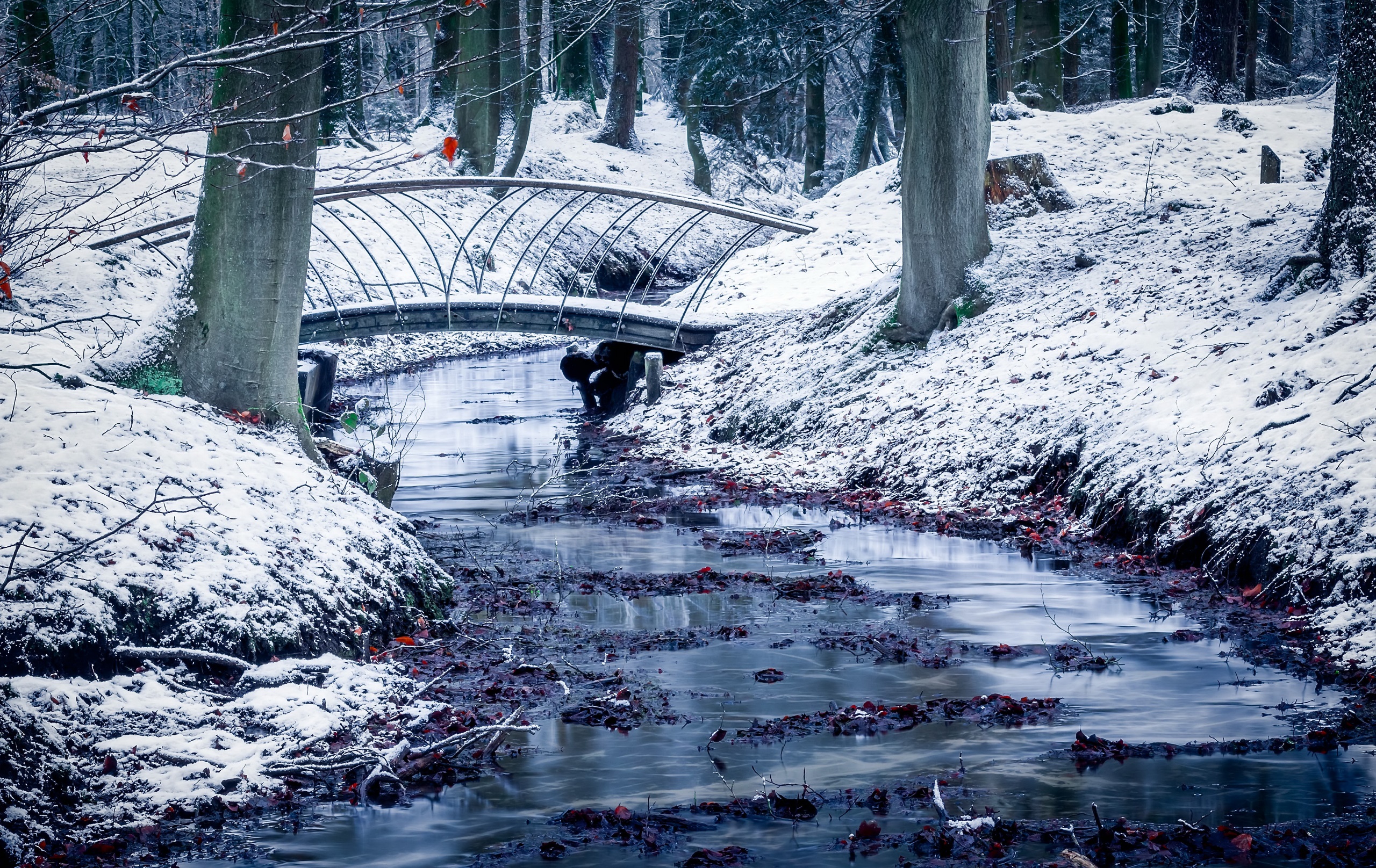 cold, Bridge, Winter, Snow, Water Wallpaper