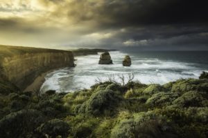 12 apostles, Sea, Coast, Australia, Nature, Dark, Sky