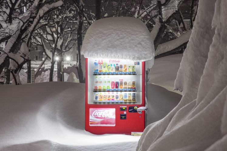 Japan, Snow, Vending machine HD Wallpaper Desktop Background