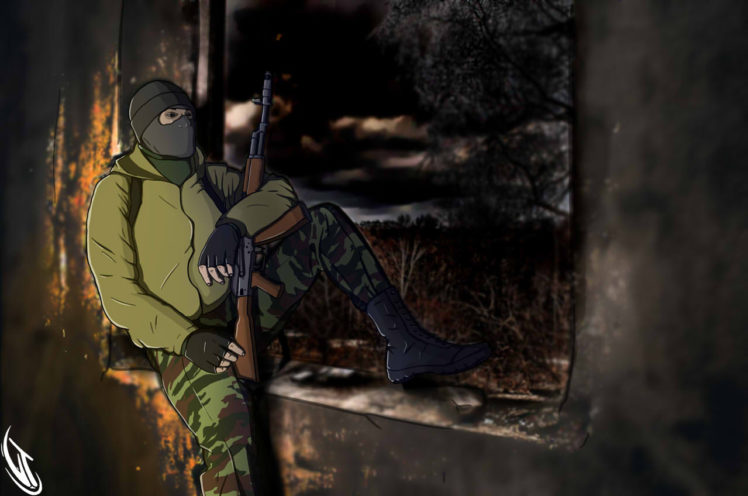 soldier, Vlad Tretyak, Military, Illustration, Weapon, Drawing, S.T.A.L.K.E.R., Gamer HD Wallpaper Desktop Background