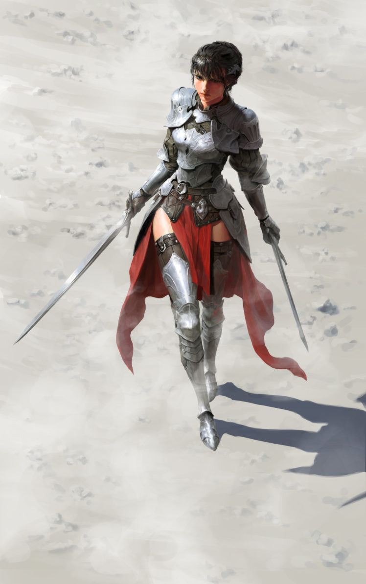 warrior, Knight, Fantasy art, Armor, Portrait display, Fantasy girl HD Wallpaper Desktop Background