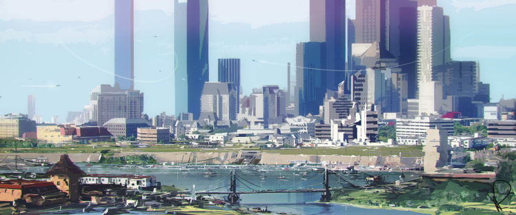 Marcin Rubinkowski, Illustration, City HD Wallpaper Desktop Background