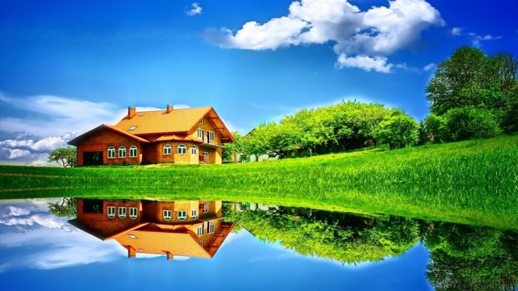 house, Water, Lake, Reflection HD Wallpaper Desktop Background