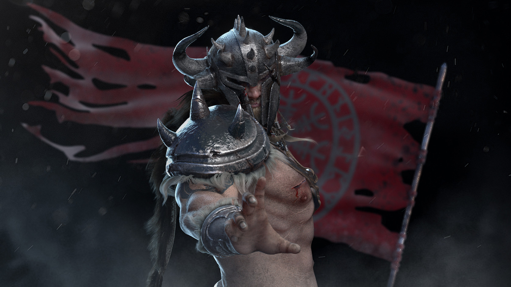Luis Nieves, 3d design, Barbarian, Flag Wallpaper