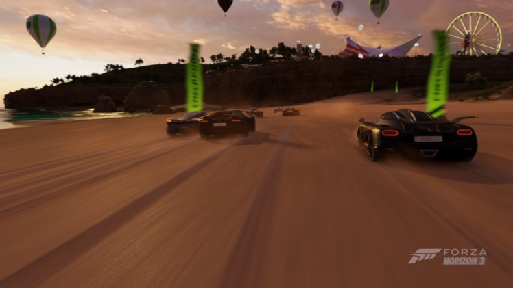 Hypercar, Beach, Forza horizon 3, Lamborghini, Pagani Huayra, Koenigsegg One:1, Forza Horizon HD Wallpaper Desktop Background