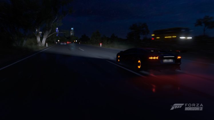 night, Hypercar, Rain, Forza horizon 3, Lamborghini, Forza Horizon HD Wallpaper Desktop Background