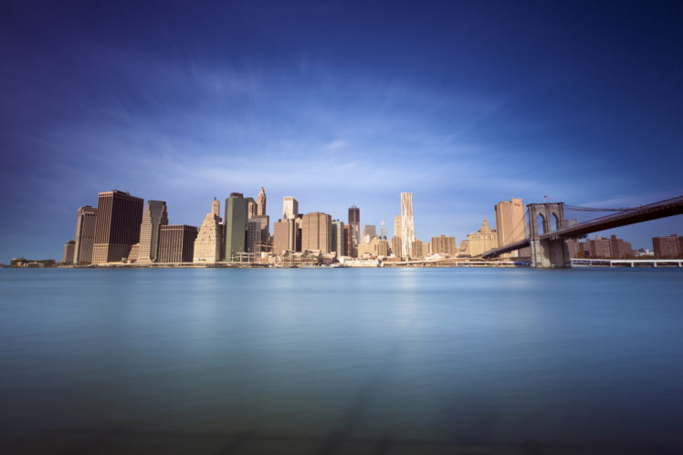 blue, Sky, Brooklyn Bridge, Cityscape, USA, New York City HD Wallpaper Desktop Background