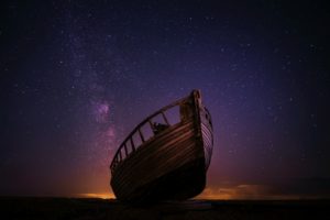night, Night sky, Boat