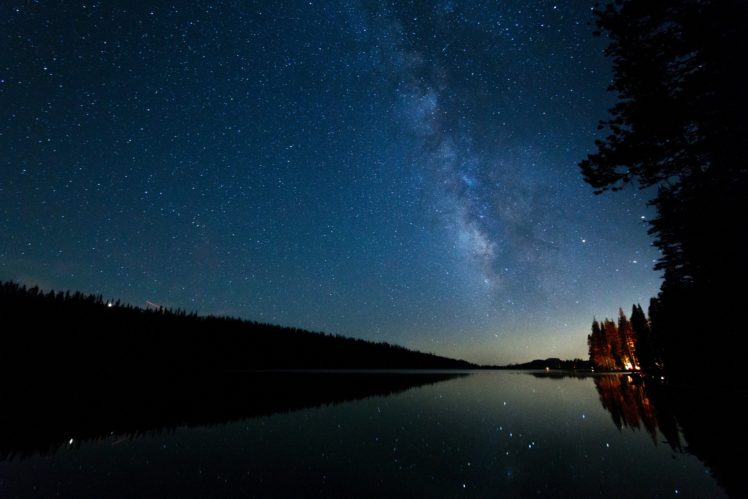 night, Night sky, Lake HD Wallpaper Desktop Background