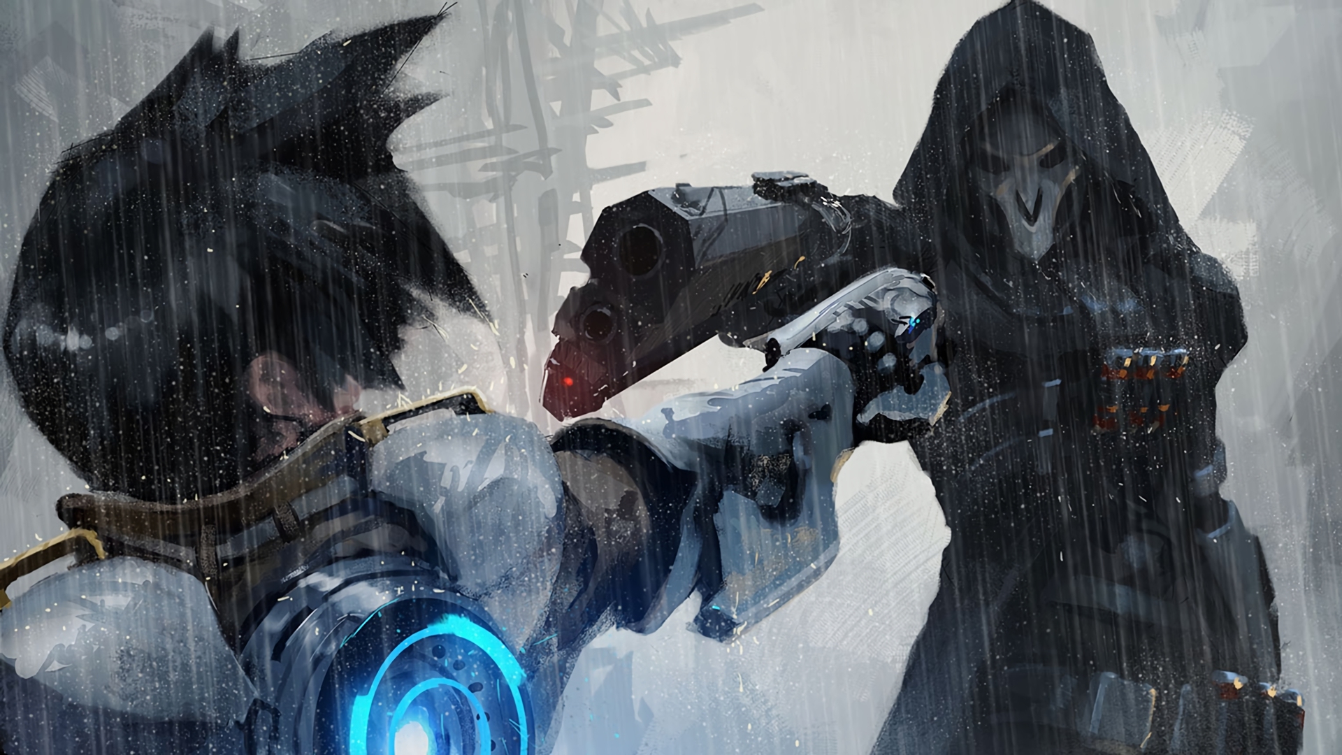 Overwatch Video Games Tracer Overwatch Reaper Overwatch Digital Art Wallpapers Hd Desktop And Mobile Backgrounds