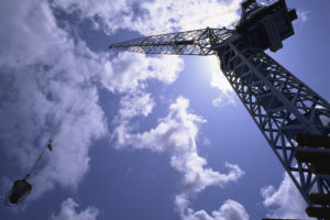 construction vehicles, Cranes (machine), Sky, Clouds, Sun rays