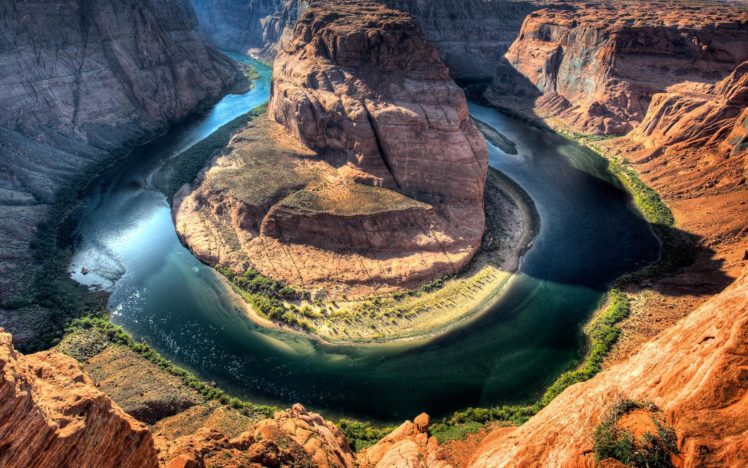 river, Mountains, Canyon, Water, Landscape, Nature, USA, Horseshoe Bend HD Wallpaper Desktop Background