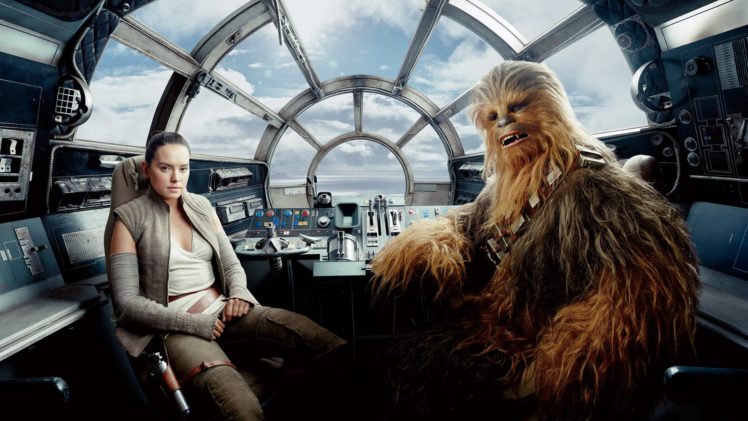 Rey, Chewbacca, Daisy Ridley, Star Wars: The Last Jedi, Star Wars, Rey (from Star Wars), Movies HD Wallpaper Desktop Background