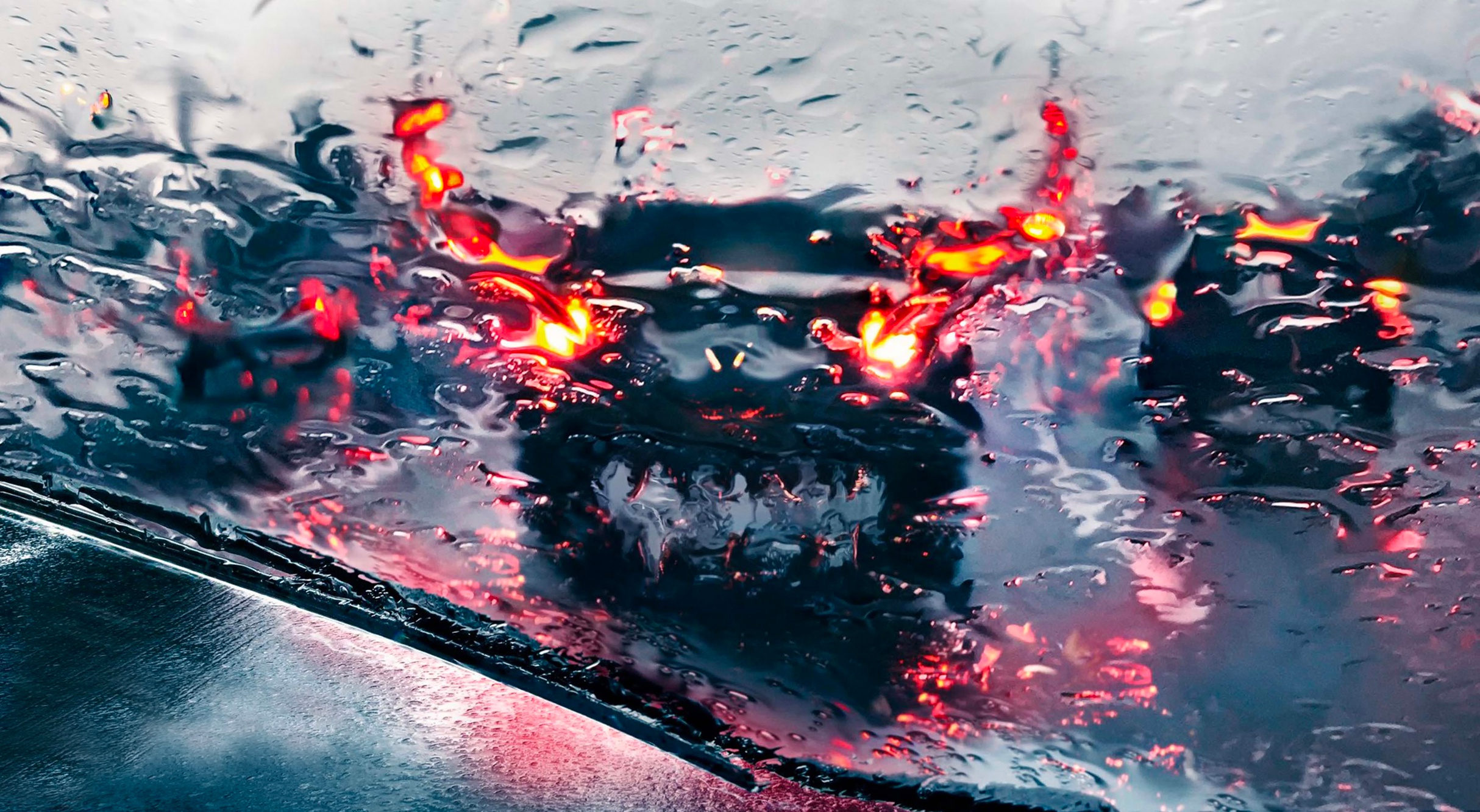 car, Traffic, Vehicle, Road, Rain, Water on glass, Imagination Wallpaper