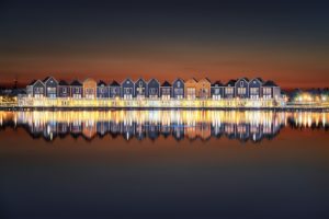 Netherlands, House, Lights, Sky, Water, Reflection, Amsterdam