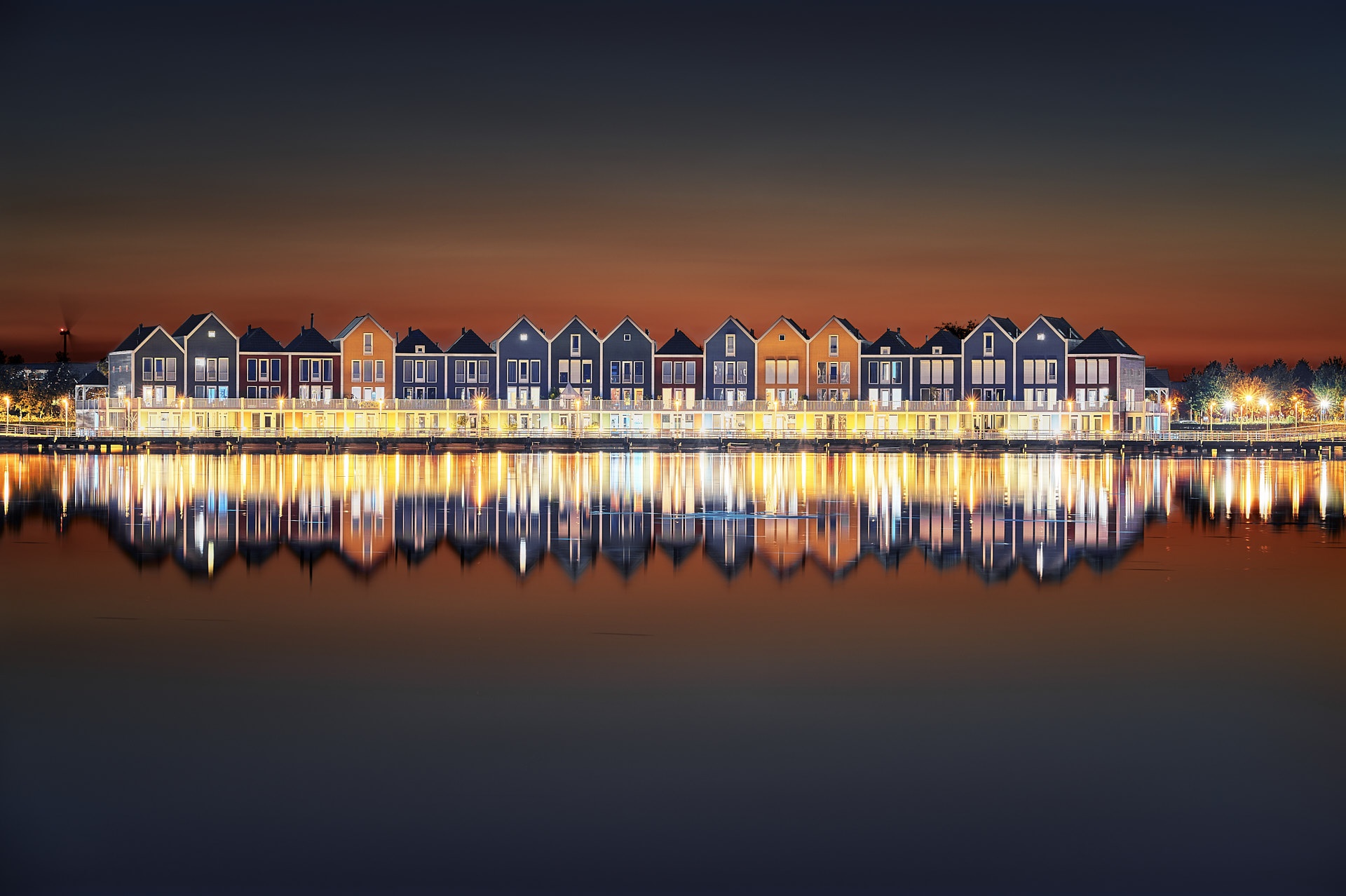 Netherlands, House, Lights, Sky, Water, Reflection, Amsterdam Wallpaper