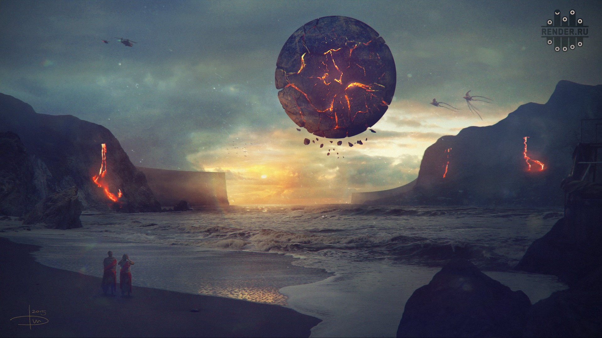 Dmitry Bogolyubov, Planet, Beach, Fantasy art Wallpaper