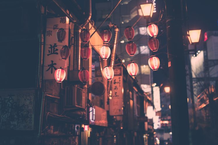 Asia, Japan, Culture, Japanese culture, Street light, Graffiti, Lamp, Night, Masashi Wakui HD Wallpaper Desktop Background