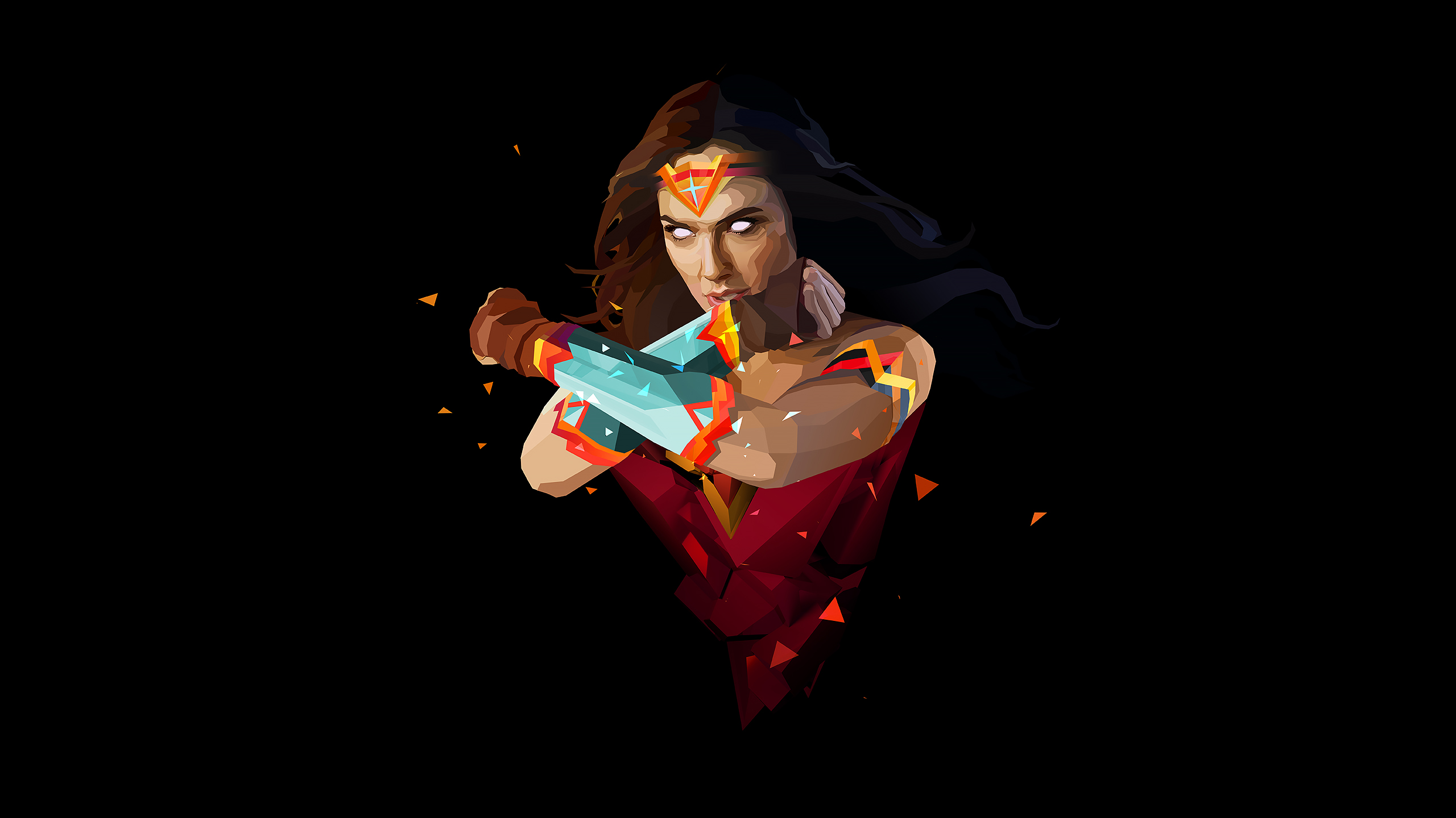 Grace, Wonder Woman, Gal Gadot, Cartoon, Low poly Wallpaper