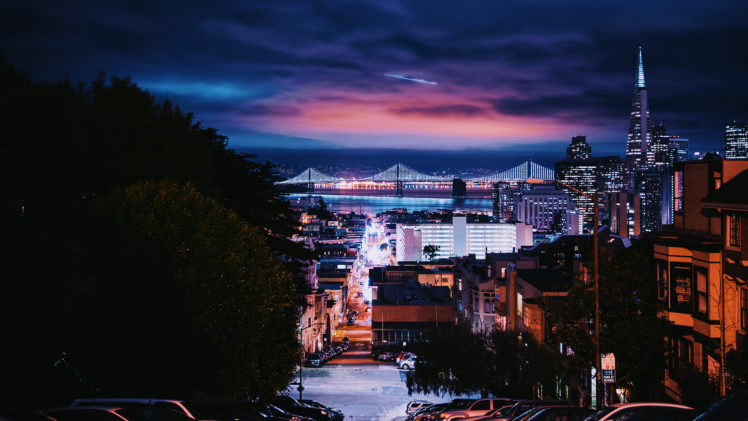 cityscape, Night, Building, San Francisco, USA HD Wallpaper Desktop Background