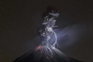 Mt. Agung, Bali, Volcano, Lightning, Clouds, Mount Colima