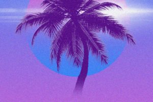 vaporwave, Retrowave, Palm trees, Kanji, Japan