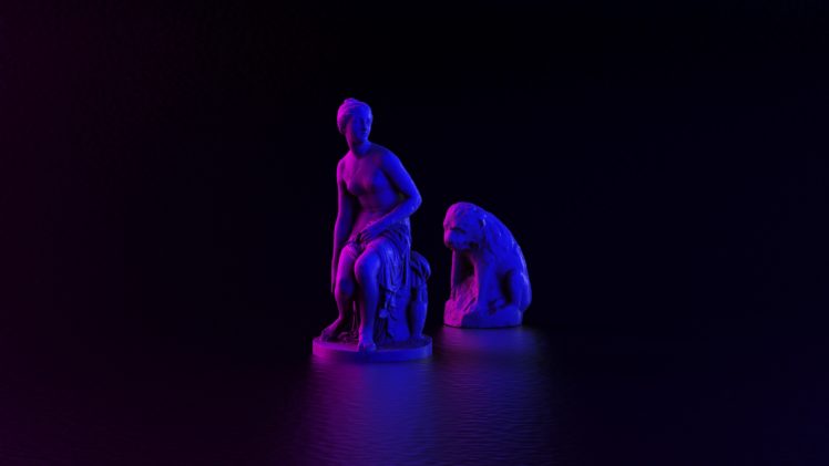 Women Statue 3d Render Neon Lights 4k Stones Marble Dark Images, Photos, Reviews