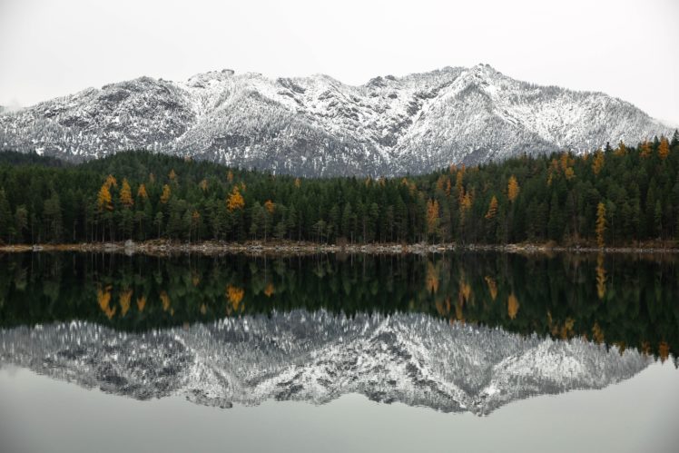 nature, Trees, Snow, Mountains, Water, Landscape HD Wallpaper Desktop Background